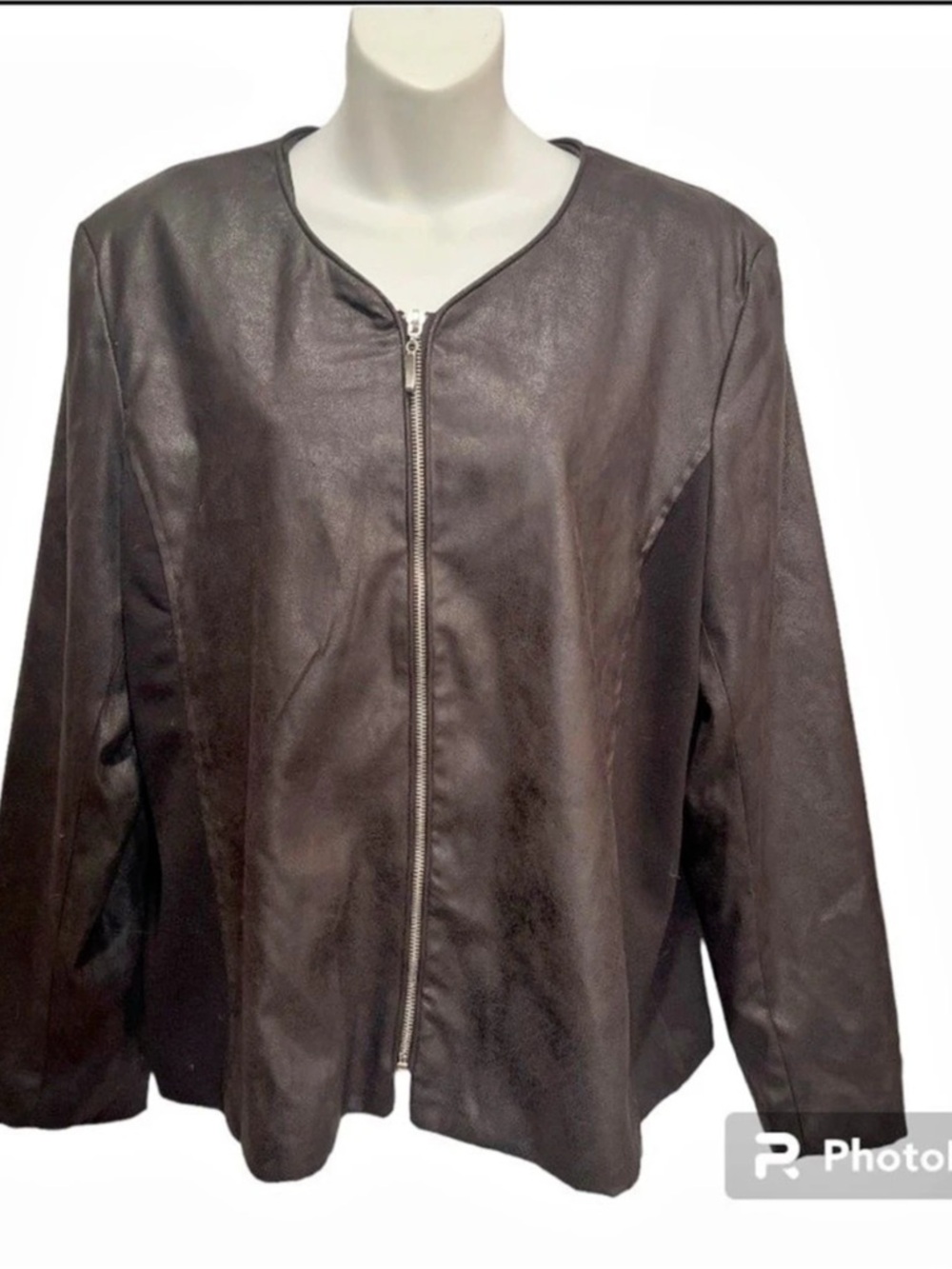 elementz Faux Leather Zip Jacket in Black size XL